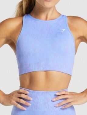Gymshark Adapt Animal Seamless Sports Bra Medium Support Blue Crossover Longline
